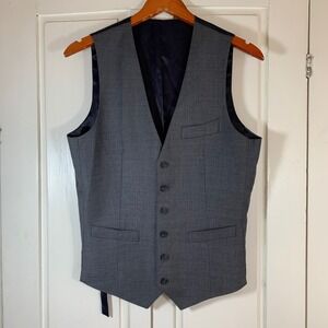Spier & Mackay Mens Grey 100% Wool Slim Waistcoat Suit Vest Size 36 Office